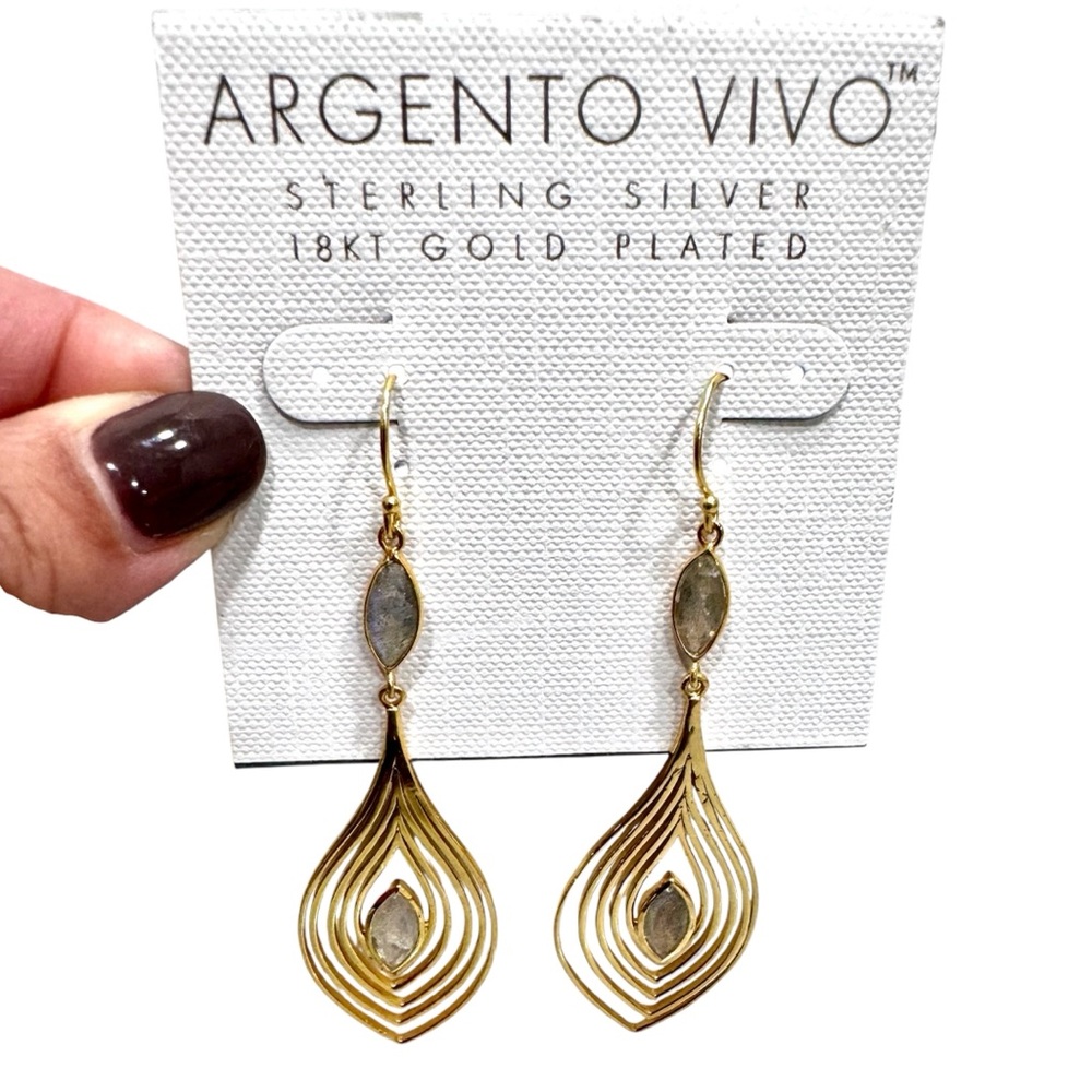 New Argento Vivo 18kt gold plated Sterling Silver Dangling Earrings